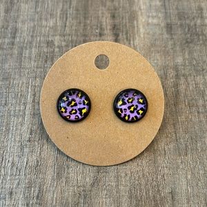 Homemade Earrings‎ - 12mm diameter circle - post style - animal print